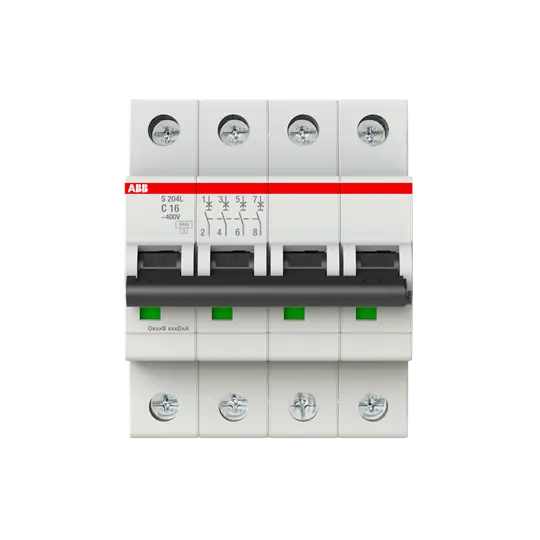 DISJONCTEUR ABB MODULAIRE- 4P - 16A - CBE C - 4500A/6KA (4 MODULES)-PEIGNABLE