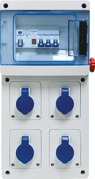 Coffret de chantier mono équipé 4PC 2P+T + arrêt d'urgence + voyant - EUROHM - 19200