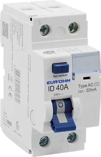 Disjoncteur Différentiel 2x40A 30mA Type AC à Vis - Haute Performance - EUROHM - 23740