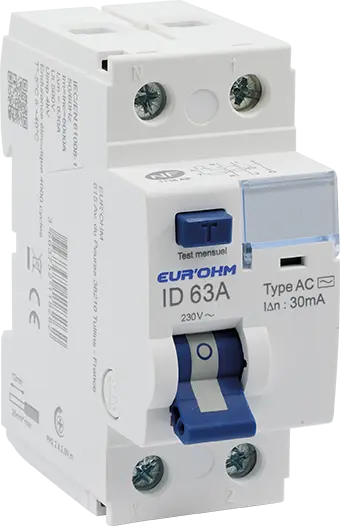 Disjoncteur Différentiel 2x63A 30mA Type AC à Vis - Haute Performance - Eurohm - 23763