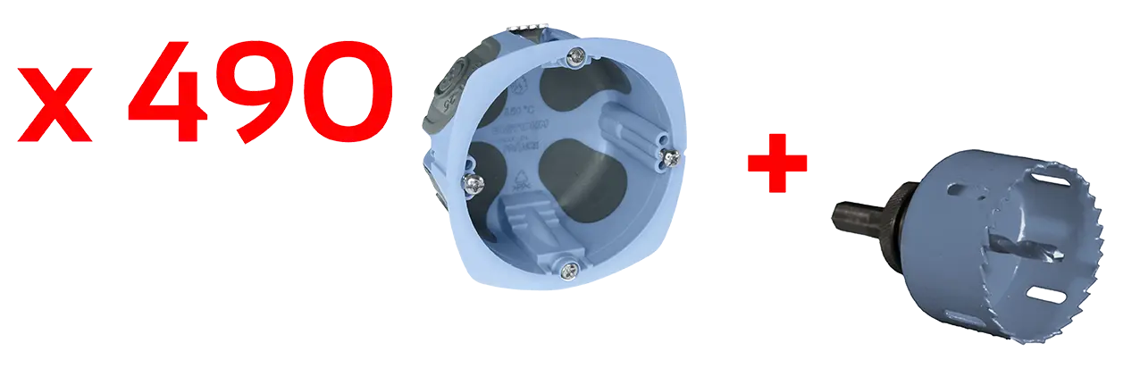 Lot de 490 Boîtes d'encastrement étanches à l'air XL Air'métic + scie cloche - EUROHM - 52098