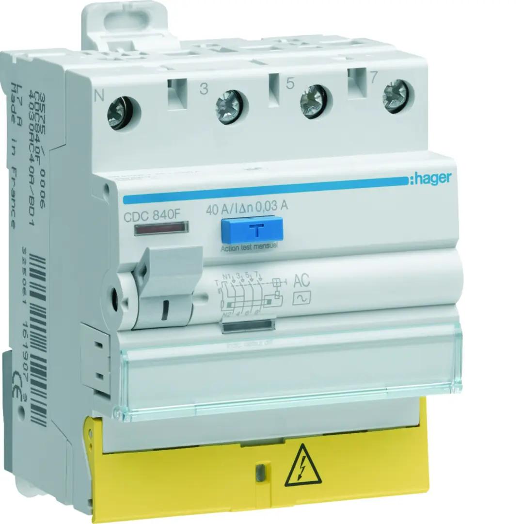 Interrupteur différentiel 40A 30mA 3P+N type AC à bornes décalées