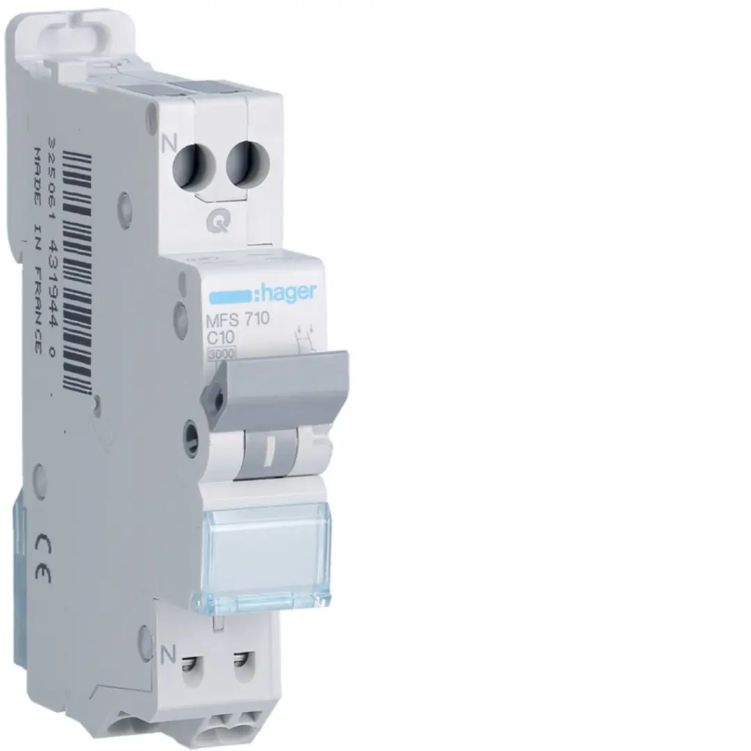 Disjoncteur Phase+ Neutre 10A 3kA Courbe C connexion automatique SanVis 1 Module