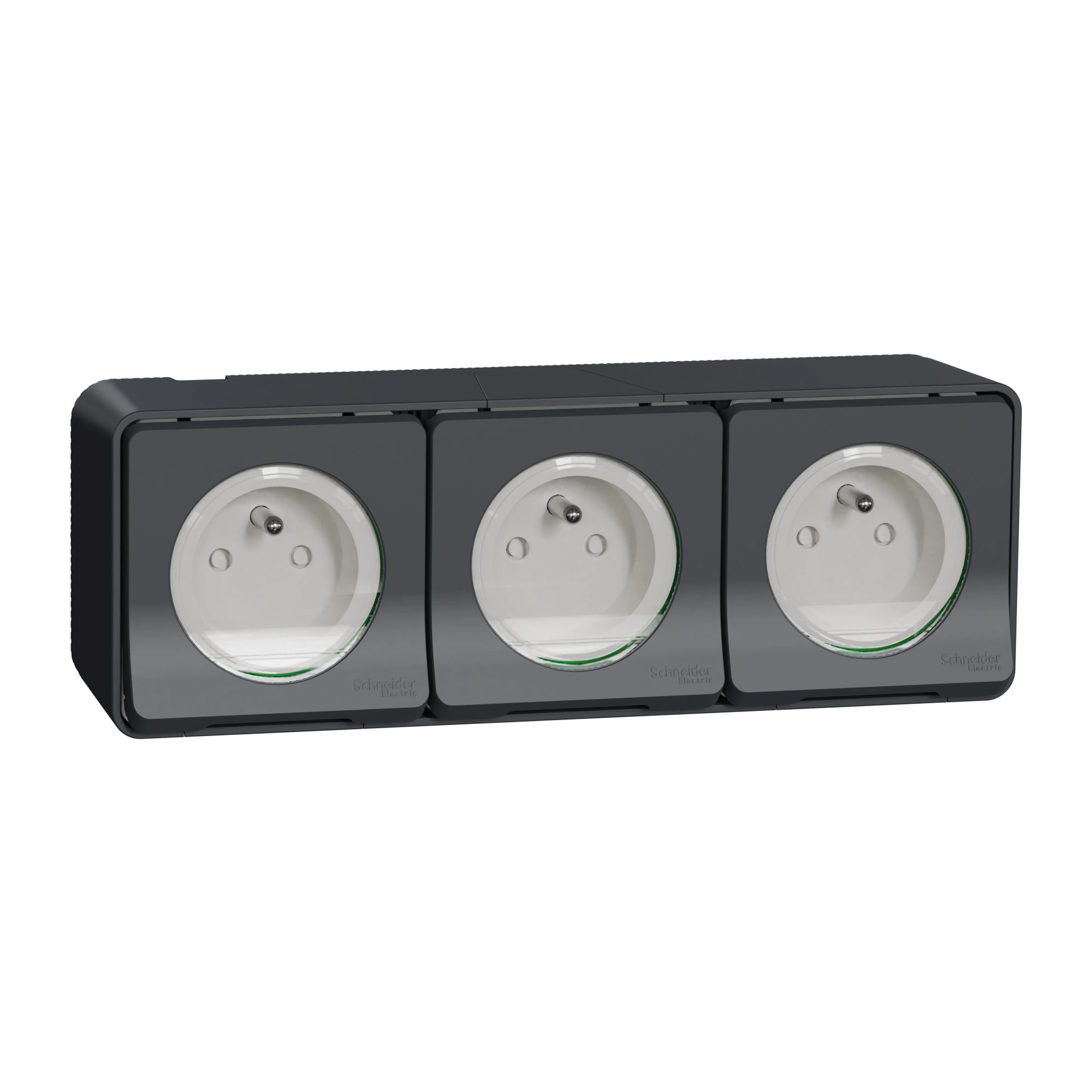 Mureva Styl - Triple PC 2P+T horiz. précâblée - saillie - IP55 - IK08 - gris - SCHNEIDER ELECTRIC - MUR36037