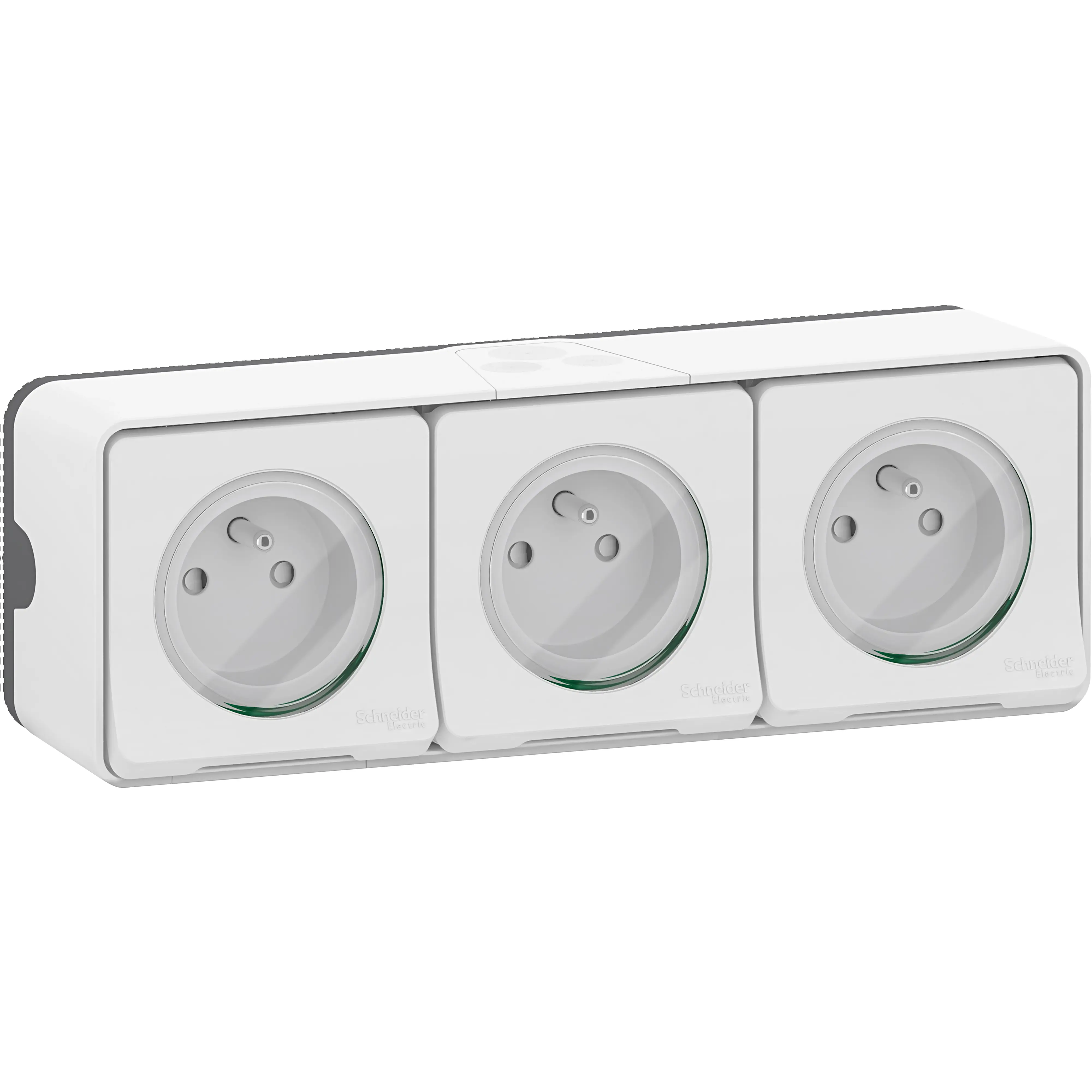Mureva Styl - Triple PC 2P+T horiz. précâblée - saillie - IP55 - IK08 - blanc - SCHNEIDER ELECTRIC - MUR36039
