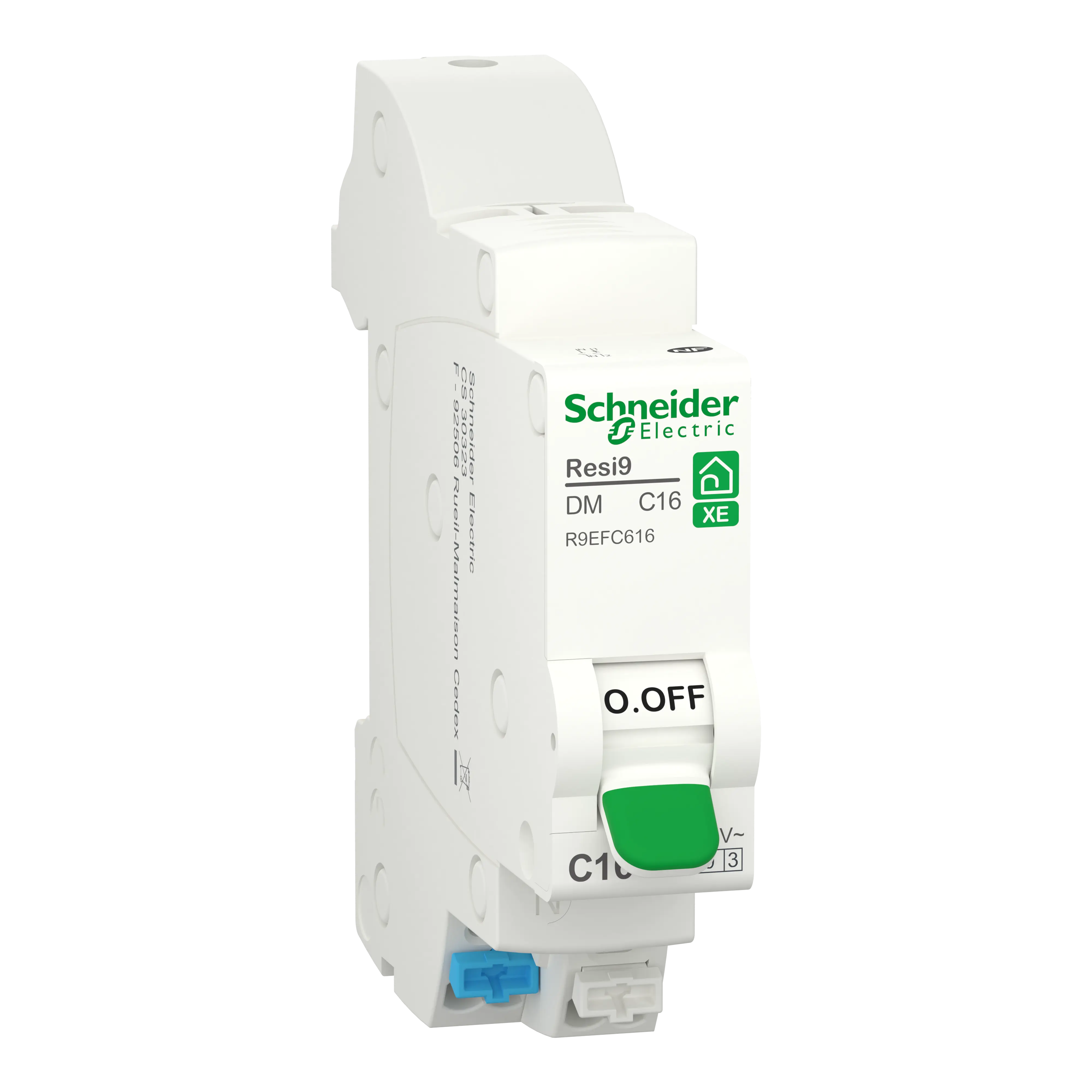 Resi9 XE - disjoncteur modulaire - 1P+N - 16A - courbe C - embrochable - SCHNEIDER ELECTRIC - R9EFC616