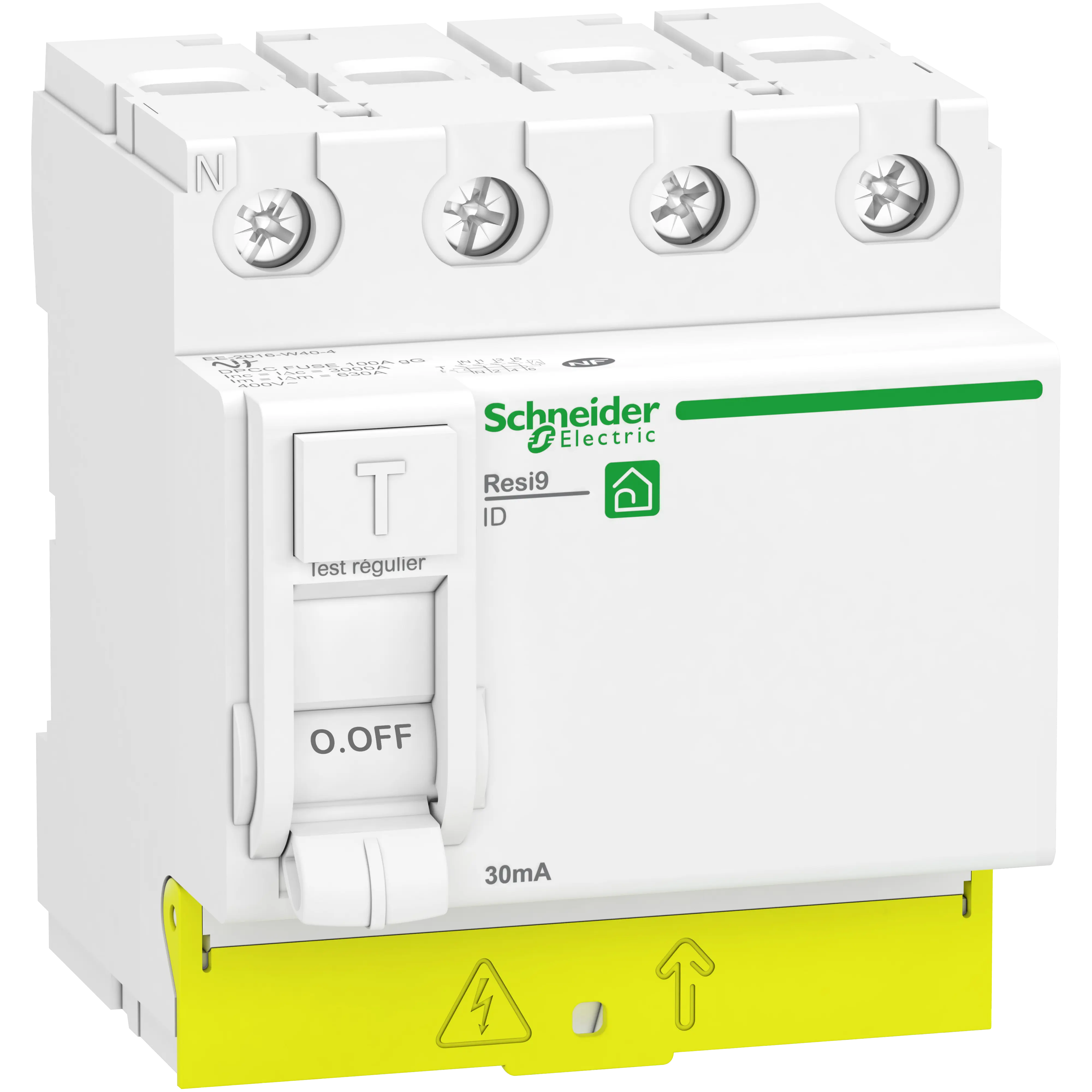 Resi9 - interrupteur différentiel - 4P - 63A - 30mA - Type A - peignable - SCHNEIDER ELECTRIC - R9PRA463