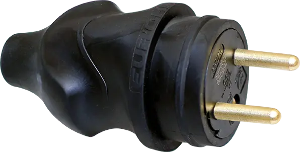 Fiche mâle étanche caoutchouc 2P+T 16 A Sortie droite noire - EUROHM - 61055