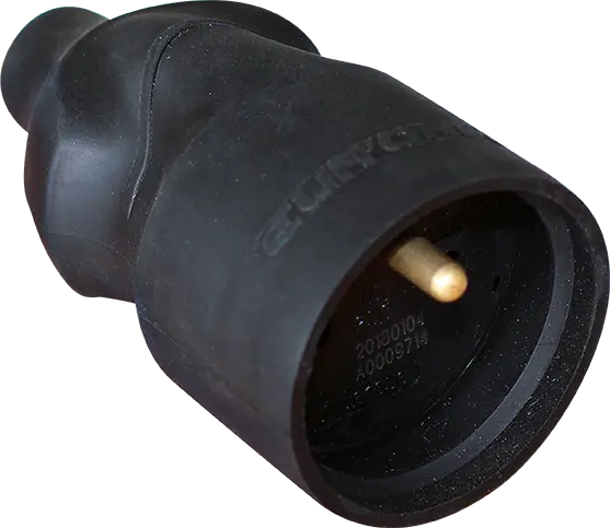 Fiche femelle étanche caoutchouc 2P+T 16 A Sortie droite noire - EUROHM - 61056