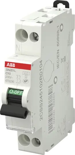 Disjoncteur ABB - 1P+N 10A - Courbe C - 4,5 kA - Raccordement A Vis - ABB - 