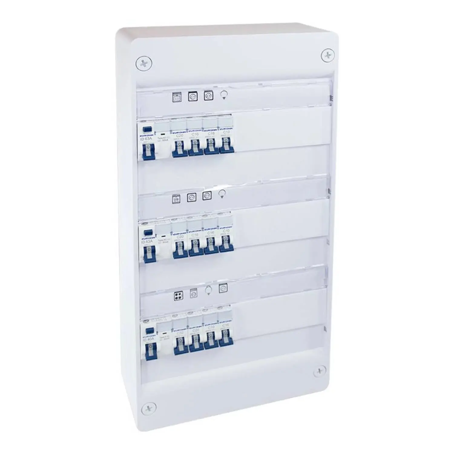 Coffret électrique monté-câblé 39 modules Top Chantier - 3 rangées - pour logements T3/T4 - EUROHM - 19432