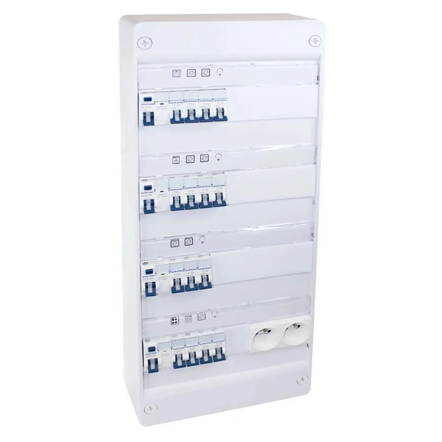 Coffret électrique monté-câblé 52 modules Evolution - 4 rangées - pour logements T4/T5 - EUROHM - 19441