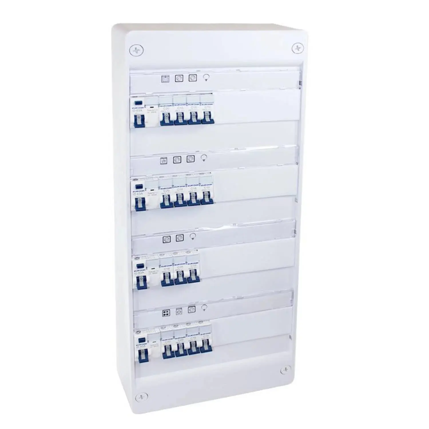 Coffret électrique monté-câblé 52 modules Top Chantier - 4 rangées - pour logements T4/T5 - EUROHM - 19442