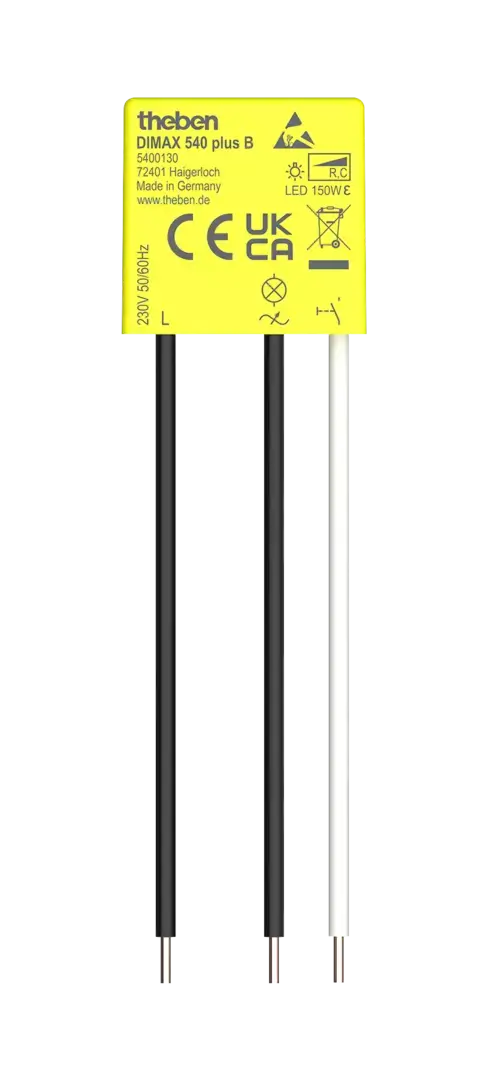 Micro variateur encastré DIMAX 540 plus B pour charges R et C. 250 W LED sans neutre - THEBEN - 5400130