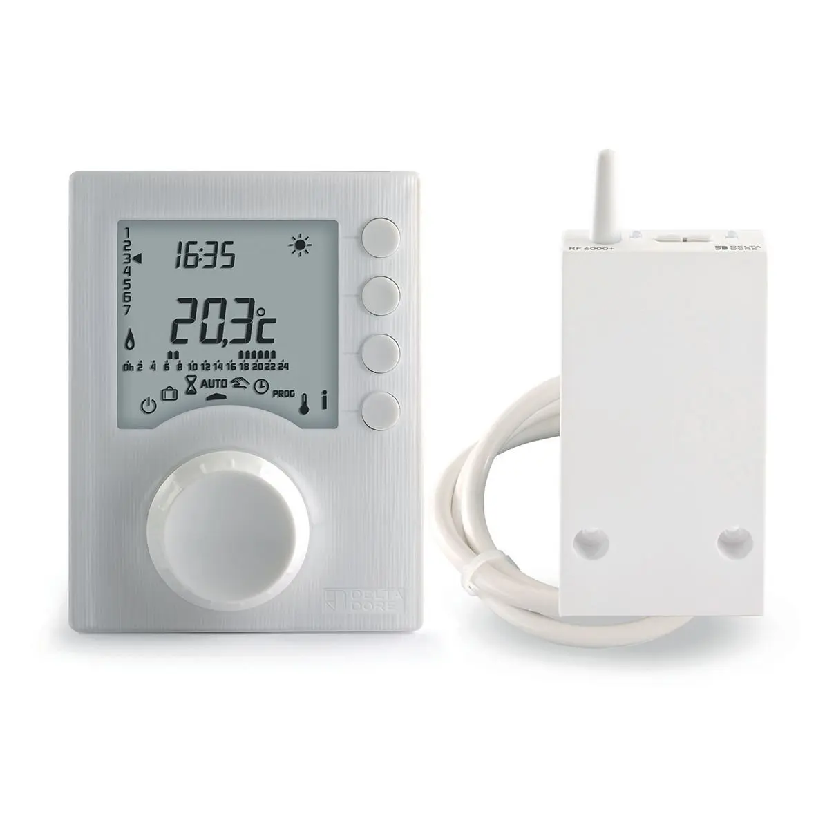 Thermostat d'ambiance Tybox 1137 programmable radio pour chauffage eau chaude - Alimentation piles - DELTA DORE - 6053064