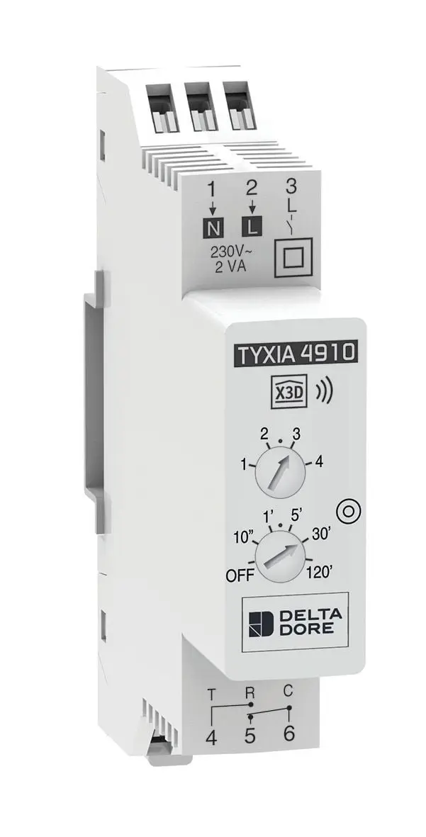 Récepteur modulaire Tyxia 4910 pour commande d'éclairage et minuterie 10s à 2h - DELTA DORE - 6351386
