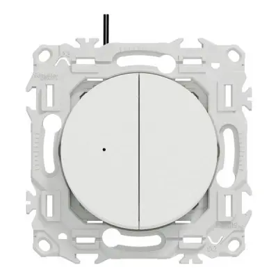 Double va-et-vient ou poussoir odace lumineux LED 0,15mA - 10AX - blanc craie - SCHNEIDER - S920273