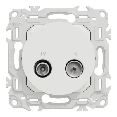Prise TV/FM odace - sorties coaxiales - blanc craie - SCHNEIDER - S920451