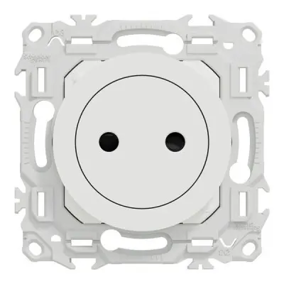 Prise 2 affleurante avec griffes - bornes automatiques - blanc craie - SCHNEIDER - S925033