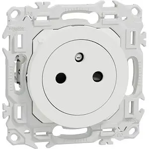 Prise 2P+T affleurante avec griffes odace bornes automatiques - blanc craie - SCHNEIDER - S925052