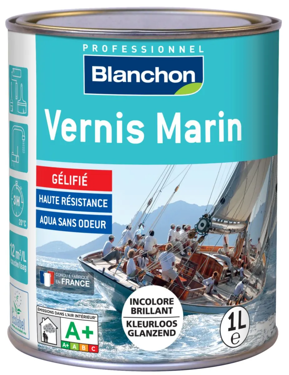 Vernis marin - 1L - incolore mat - vernis boiserie - vernis bois - BLANCHON - 5320300