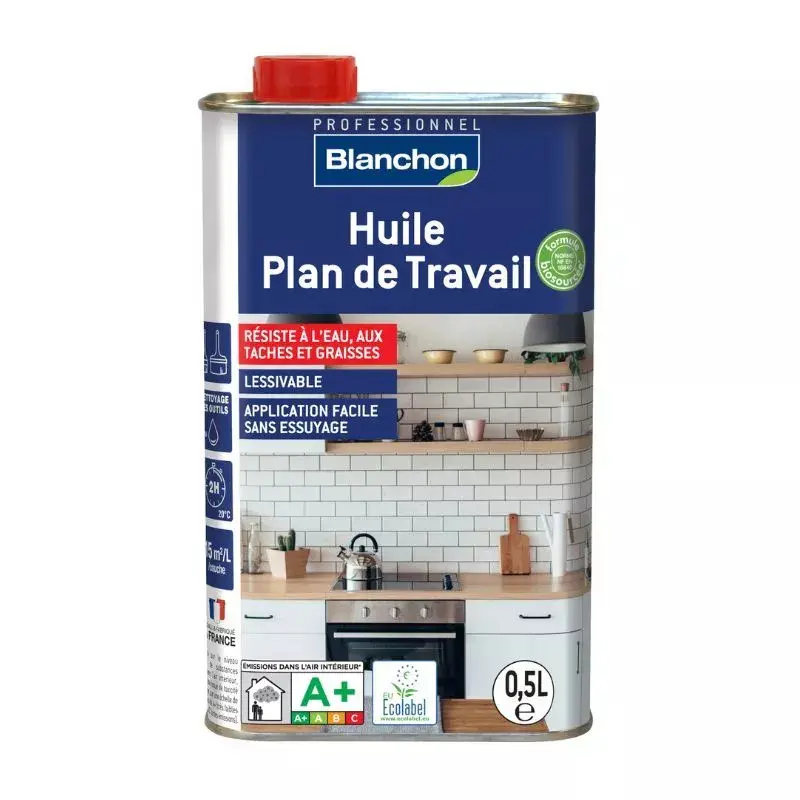Huile plan de travaille biosourcee Incolore 0,5 L - BLANCHON - 00252903
