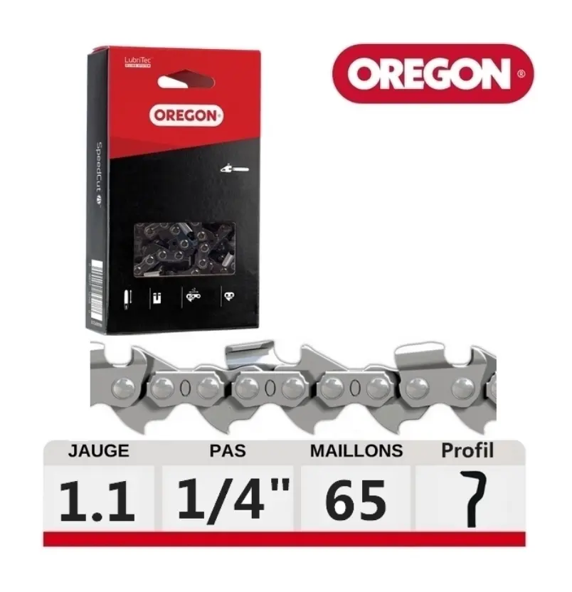 Chaine de tronçonneuse 1/4 1,1mm 65 maillons entraineurs - OREGON - 24AP065E
