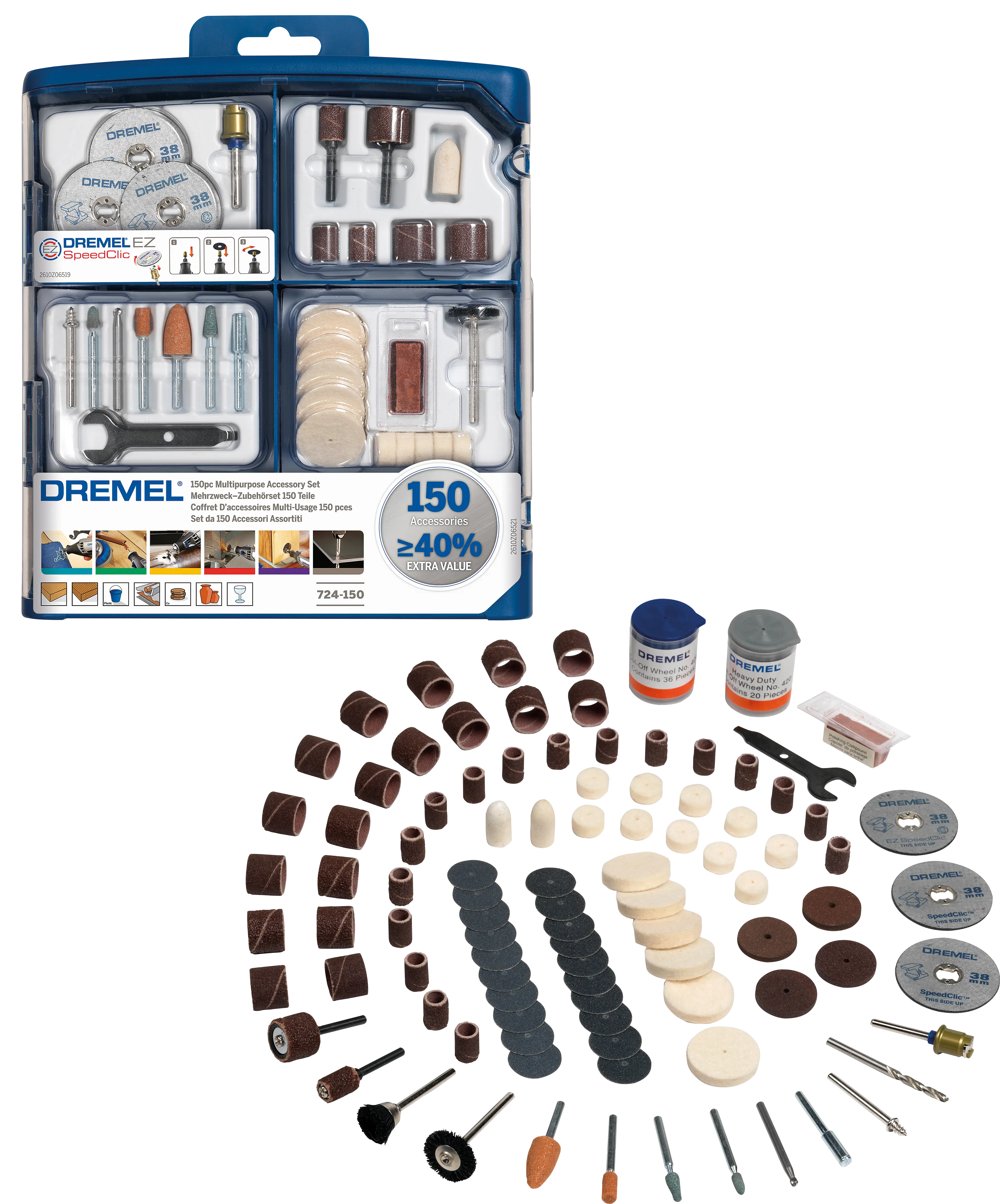 Coffret de 150 accessoires pour outils rotatifs - DREMEL - multi-usage - 2615S724JA 