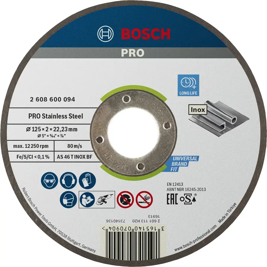 Disque à tronçonner à moyeu plat Expert for Inox - Ø 125 x 2 mm Alésage 22,23 mm - BOSCH - 2608600094