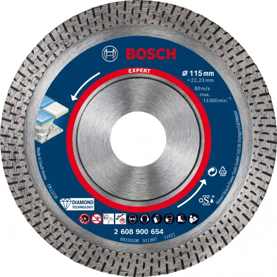 Disque diamant Hard Ceramic EXPERT 115x22,23x1.4x10mm - BOSCH - 2608900654