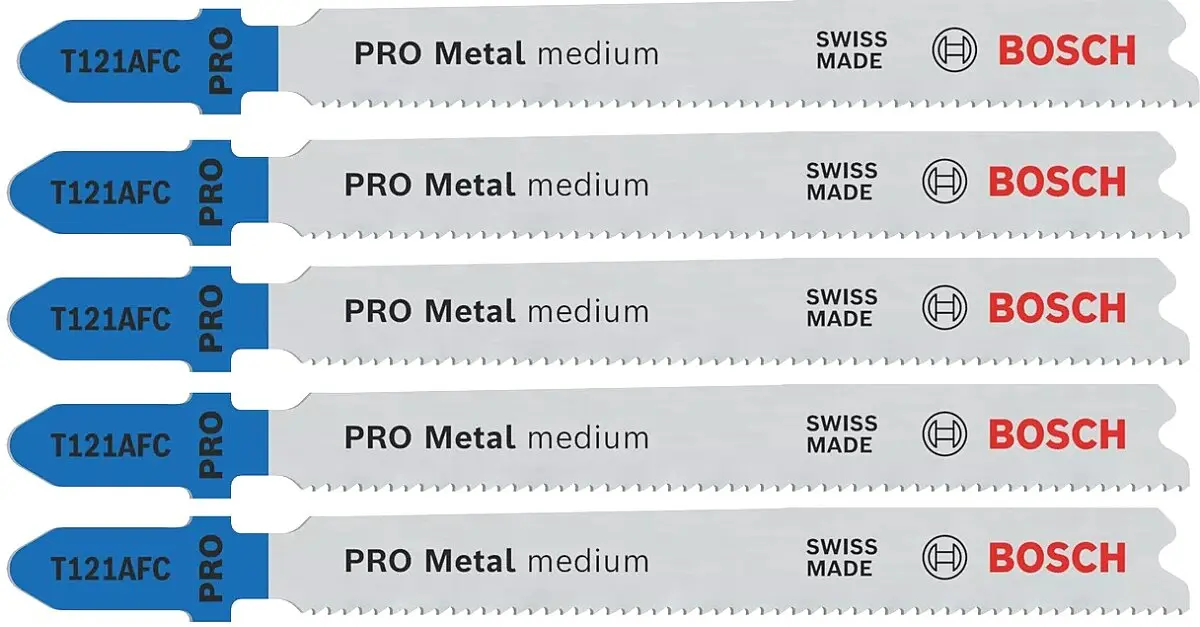 Lame de scie sauteuse PRO Metal medium T121AFC 92 mm pas 1,2 mm - Lot de 5 - BOSCH - 2608655106