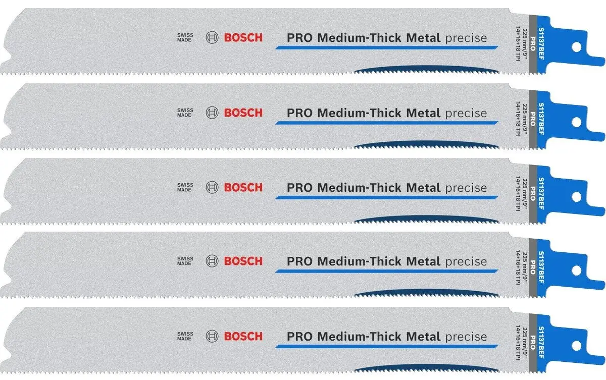 Jeu de 5 lames de scie sabre PRO Medium-Thick Metal precise S1137BEF - 225 mm - BOSCH - 2608658994