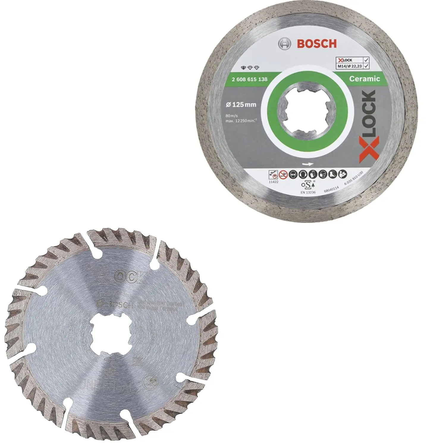 Kit 2 Disques à tronçonner diamant X-Lock : 1 pour Céramic + 1 Disque universel - Lot de 2 - BOSCH - 0615997632