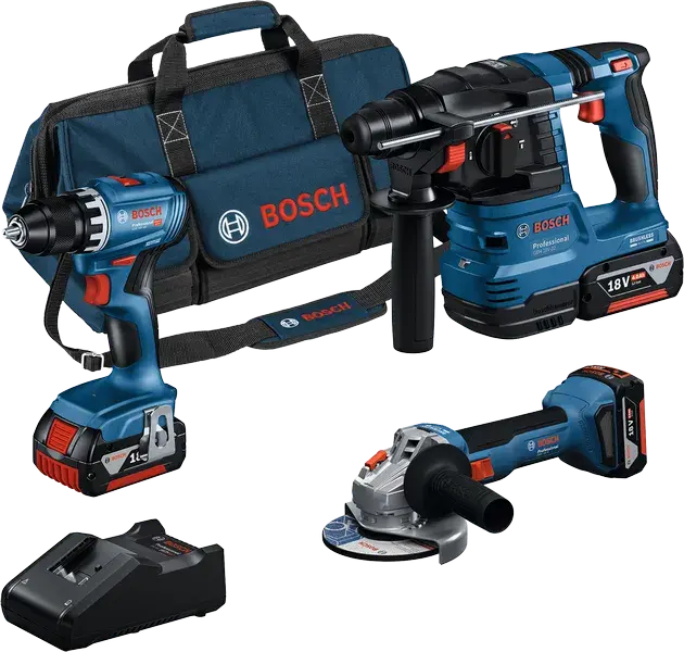Combo Kit 3 outils 18 V GSR + GWS + GBH + 3 x 4,0 Ah + GAL 18V-40 Professional - BOSCH - 0615A5007L
