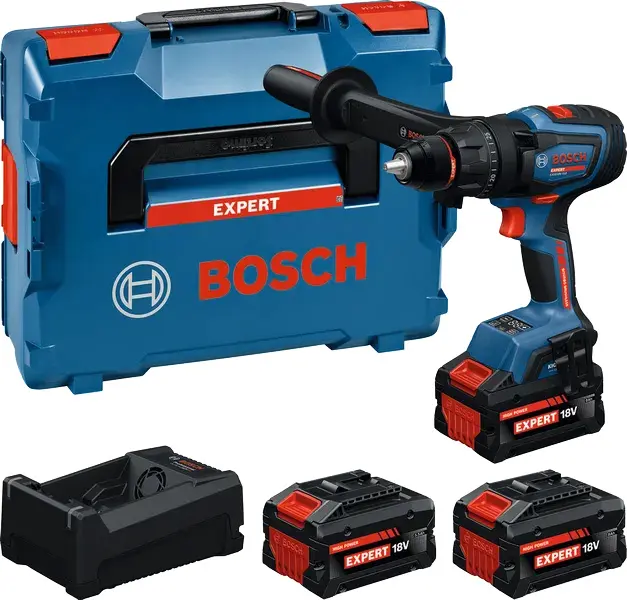 Perceuses-visseuses à percussion sans fil 18V Expert EXSB18V-150 - BOSCH - avec 2 batteries 8Ah et 1 batterie 5,5AH - chargeur - L-Boxx - 06019R3202