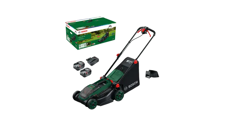 Tondeuse à gazon sans fil ROTAK18V2-38 - BOSCH - 2 batteries 4,0 Ah - chargeur - 06008B9M00