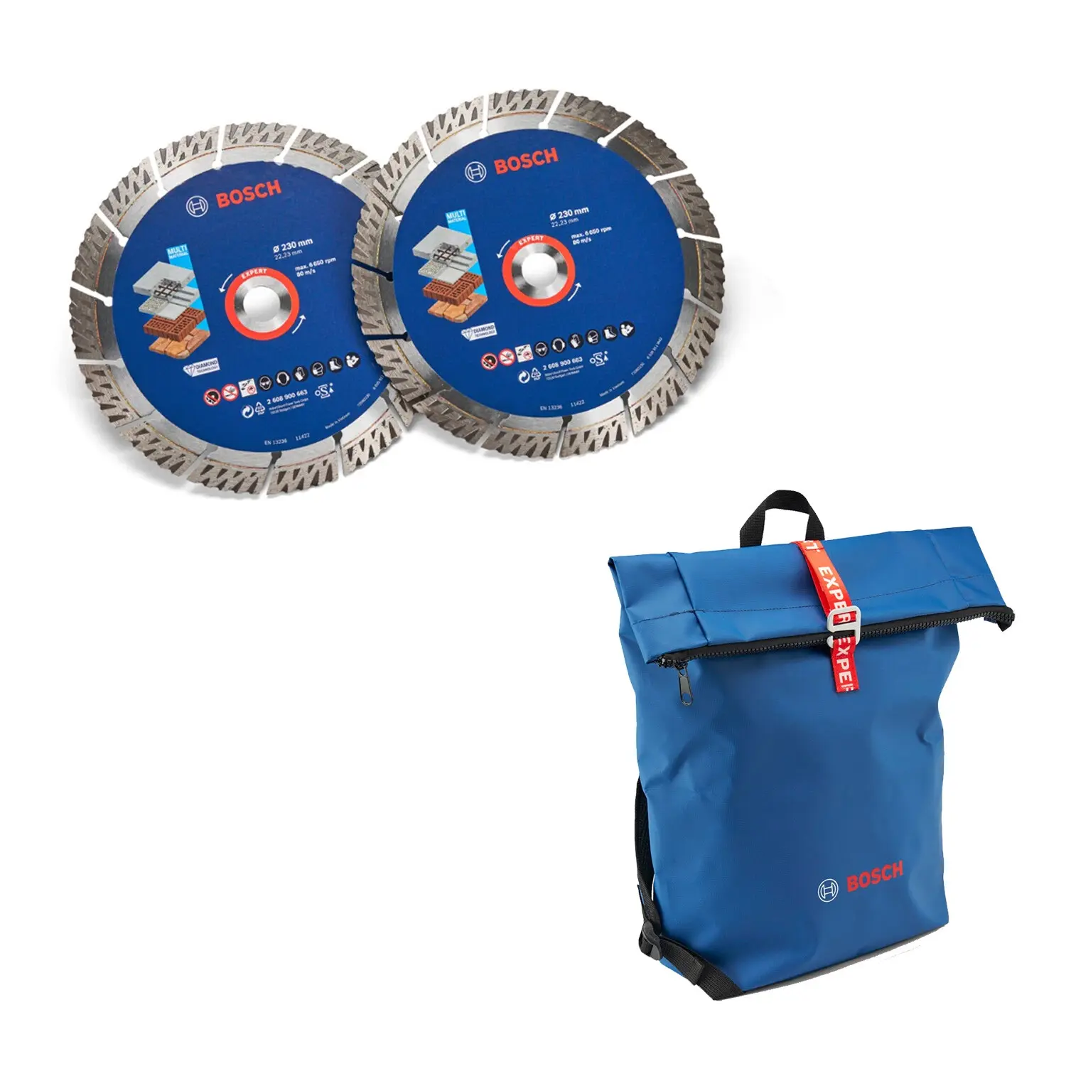 Disque à poncer diamanté 230 mm carreaux Duopack - BOSCH -  2 disques + sac - 061599765L