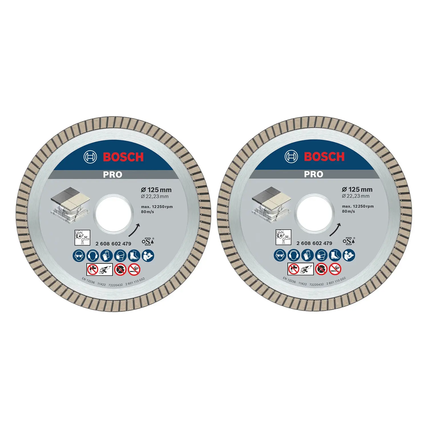 Kit de 2 disques diamant PRO CERAMIC 125mm - BOSCH - 061599766Z