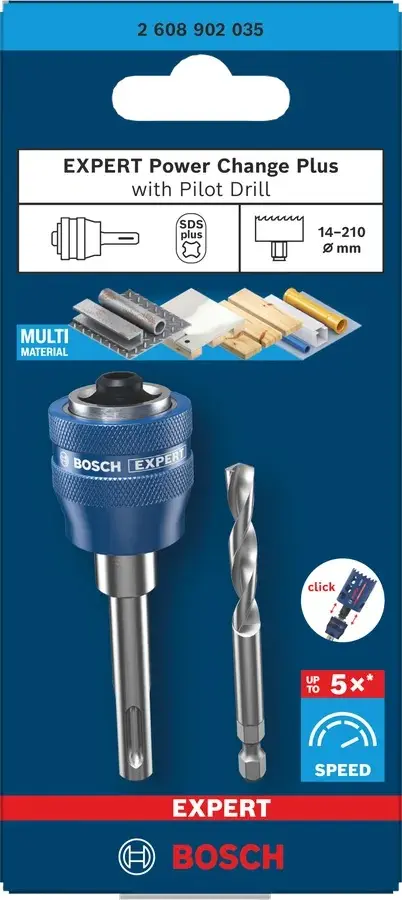 Adaptateur pour scie cloche Powerchange SDS-Plus avec foret central HSS-G 7,15 x 45 x 85 mm - BOSCH - 2608902035