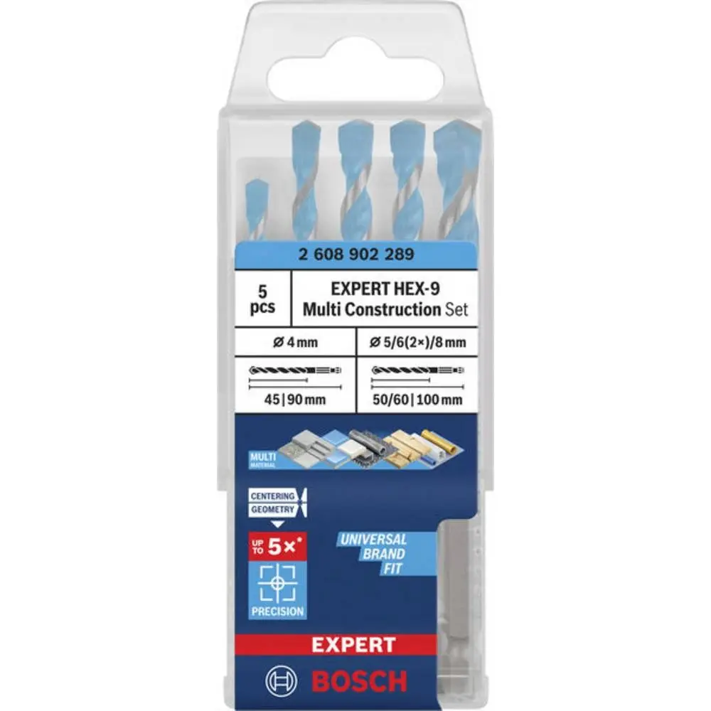 5 forets multi-matériaux hex-9 expert 4/5/6/8 - BOSCH - 2608902289