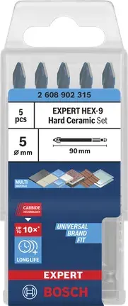 5 Forets hard cer hex-9 exp couvreur 5MM - BOSCH - 2608902315