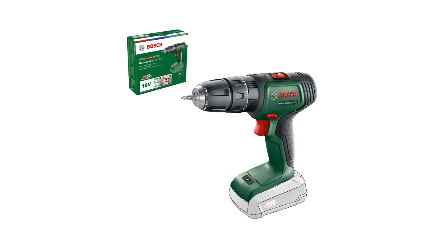 Perceuse à percussion sans-fil UniversalImpact 18V - BOSCH - Sans batterie, ni chargeur - 06039D4108