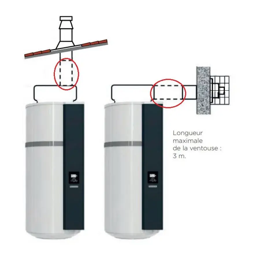 Rallonge ventouse horizontale pour chauffe-eau thermodynamique - 1 m - Ø 80/125 - THERMOR - 354642