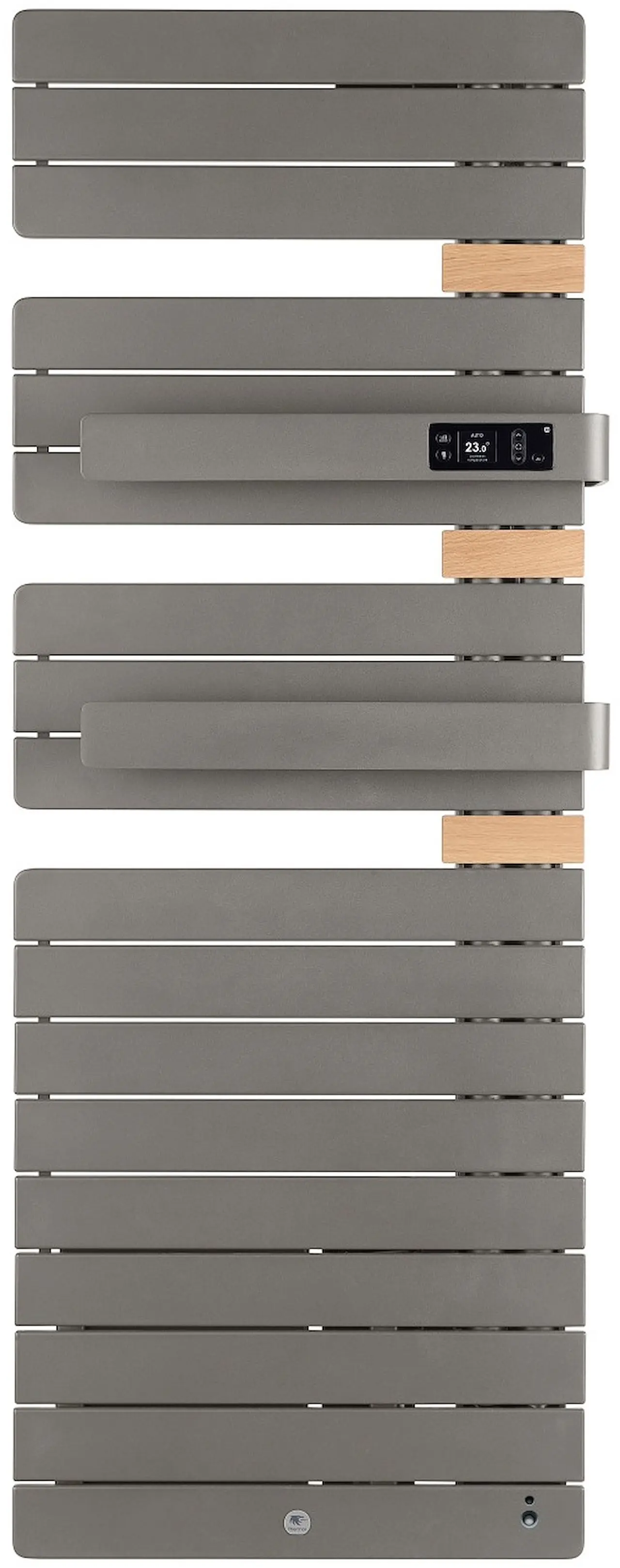 Radiateur électrique sèche-serviettes Allure 3 virtuose Mât à droite avec soufflerie 1750W Gris roche/chêne - THERMOR - 483118