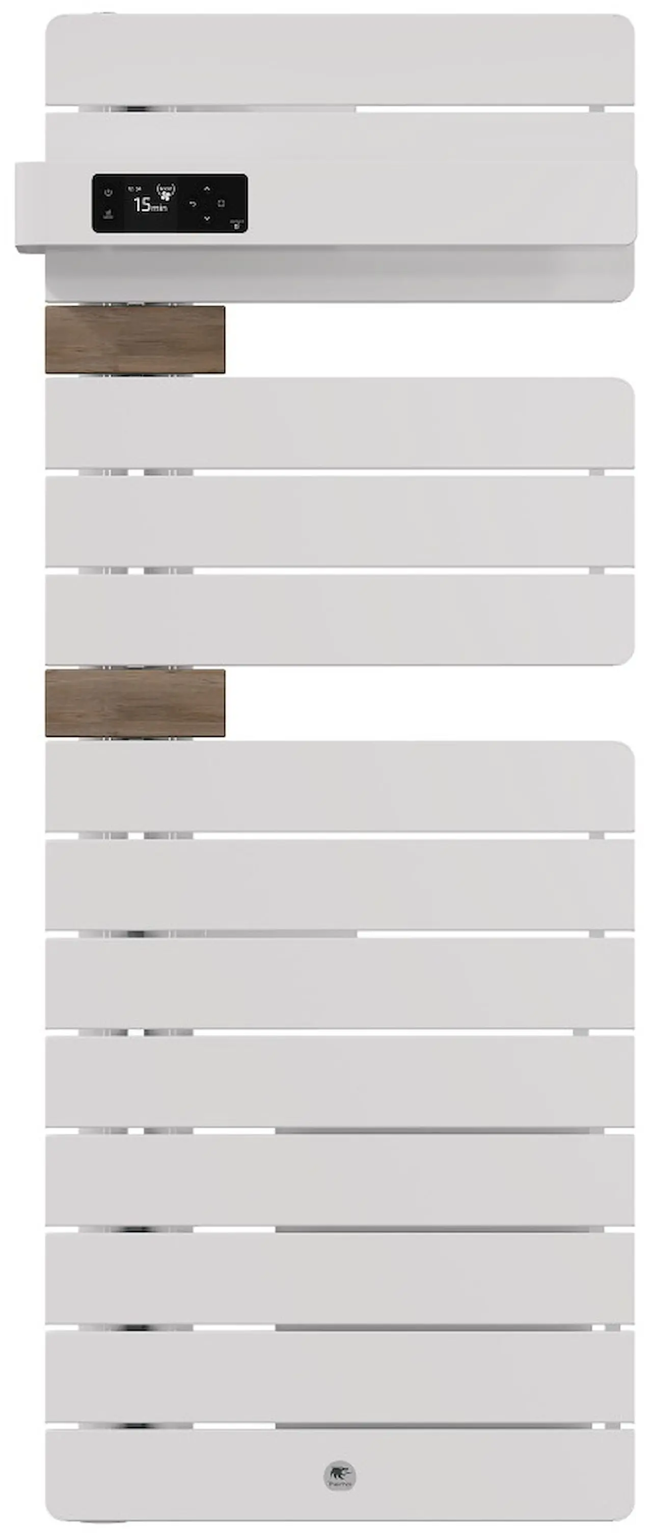 Radiateur électrique sèche-serviettes Allure 4 Classique Mât à gauche étroit 1500W Blanc Brillant/Chêne - THERMOR - 483374