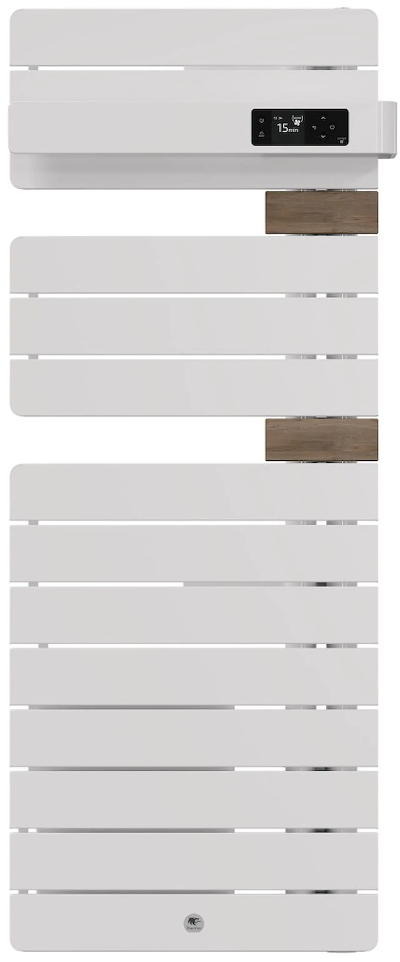 Radiateur électrique sèche-serviettes Allure 4 Classique Mât à droite étroit 1500W Blanc Brillant/Chêne - THERMOR - 483375