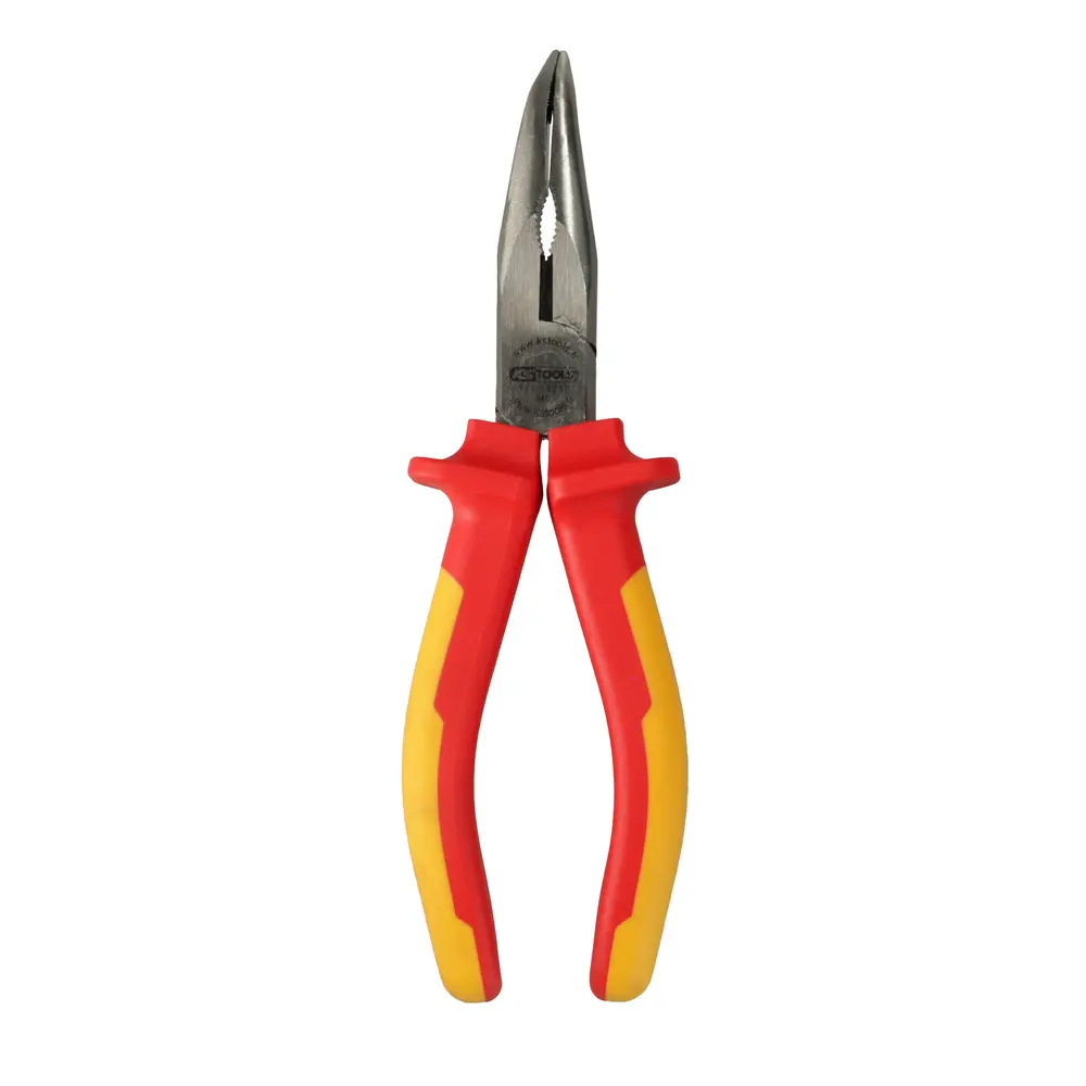 Pince à bec demi-rond coudé isolée à poignée bi-composant, L.205 mm - KSTOOLS - 117.1121F