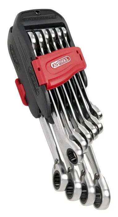 Jeu de 10 clés mixtes à cliquet réversible gearplus - 8 mm à 19 mm -  KS TOOLS - 503.4620