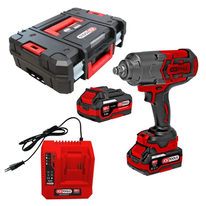 Coffret clé à chocs 1/2'' 18V, 1600 Nm - KSTOOL - avec 2 batteries18V 4,0Ah - chargeur - coffret - 515.4715F