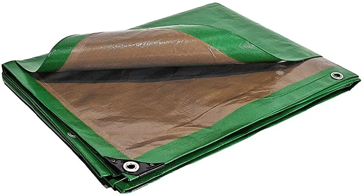 Bâche de protection HQ250 anti UV étanche 250 g/m² 3x5 m - Vert / Marron - TECPLAST - PR0812